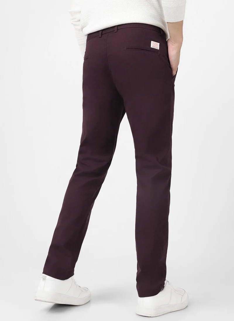 Urbano Fashion  Urbano Fashion Men's Maroon Cotton Slim Fit Casual Chinos Trousers for Men | Best Price UAE